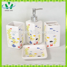 Conjunto de banho de cerâmica 4pcs, acessórios de banheiro para crianças